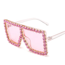 Carica l&#39;immagine nel visualizzatore di Gallery, Oversized Square Rhinestone Sunglasses Women Diamond Sun Glasses Female  Brand Eyeglasses UV400 De Sol Oculos