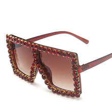 Carica l&#39;immagine nel visualizzatore di Gallery, Oversized Square Rhinestone Sunglasses Women Diamond Sun Glasses Female  Brand Eyeglasses UV400 De Sol Oculos