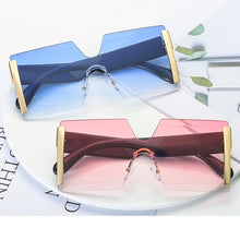 Load image into Gallery viewer, Oversized Square Rimless Sunglasses Women Brand Designer Flat Top Big Sun Glasses Female One Piece Travel Gafa de sol