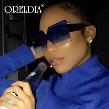 Load image into Gallery viewer, Oversized Square Rimless Sunglasses Women Brand Designer Flat Top Big Sun Glasses Female One Piece Travel Gafa de sol