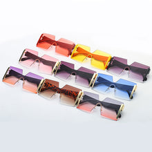 Load image into Gallery viewer, Oversized Square Rimless Sunglasses Women Brand Designer Flat Top Big Sun Glasses Female One Piece Travel Gafa de sol