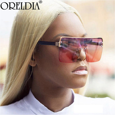 Oversized Square Sunglasses 2023 Women Men Transparent Colorful Len Sun Glasses  Brand Semi-Rimless Eyewear UV400