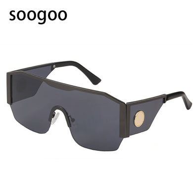 Oversized Square Sunglasses Men Big Frame 2023 Trendy One-Piece Goggle Vintage Sun Glasses  Brand Eyewear UV400