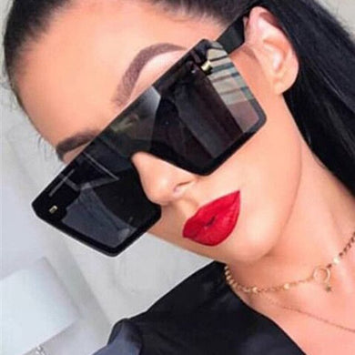 Oversized Square Sunglasses Retro Gradient Big Frame One Piece Gafas Shade Mirror Clear Lens Sun Glasses For Women