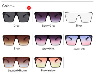 Oversized Square Sunglasses Retro Gradient Big Frame One Piece Gafas Shade Mirror Clear Lens Sun Glasses For Women