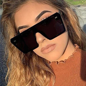 Oversized Square Sunglasses Retro Gradient Big Frame One Piece Gafas Shade Mirror Clear Lens Sun Glasses For Women