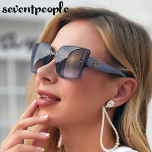 Oversized Square Sunglasses Women 2023  Brand Designer Trendy Large Frame Sunglasses For Men Gradient Lens Eyewear