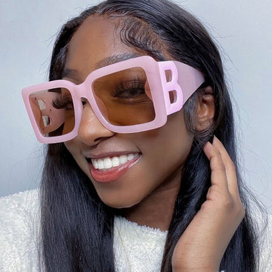 Oversized Square Sunglasses Women  Popular Brand Designer Large Letter Pink Vintage Sun Glasses Oculos