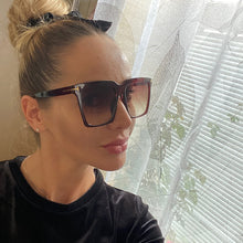 Load image into Gallery viewer, Oversized Square Sunglasses Women Men with Metal T shaped design UV400