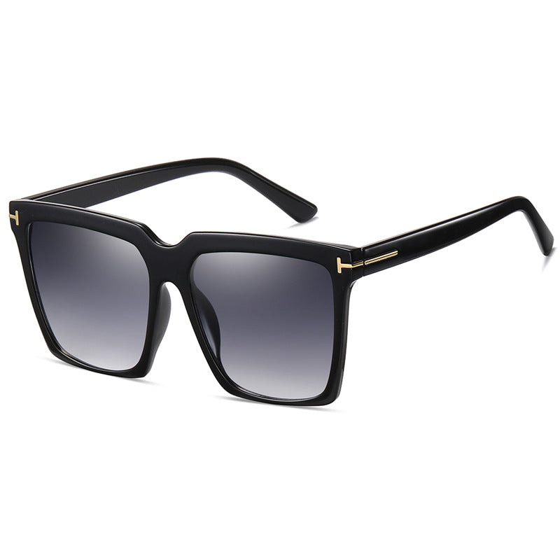 Oversized Square Sunglasses Women Men with Metal T shaped design UV400