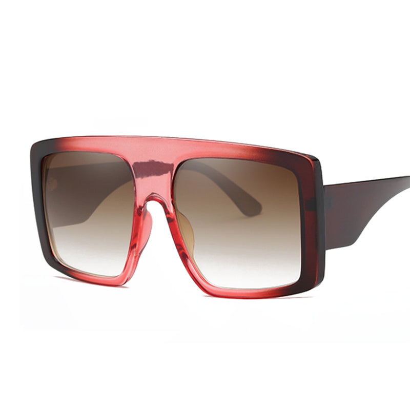 Oversized Square Sunglasses Women Retro Gradient Big Frame Sun Glasses Female One Piece Gafas Shade Mirror Clear Lens