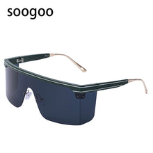 Load image into Gallery viewer, Oversized Square Sunglasses Women Vintage One-Piece Retro Sun Glasses Ladies  Brrand Designer Eyewear Black UV400