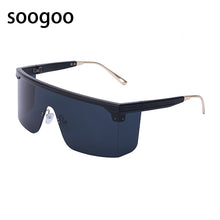 Load image into Gallery viewer, Oversized Square Sunglasses Women Vintage One-Piece Retro Sun Glasses Ladies  Brrand Designer Eyewear Black UV400