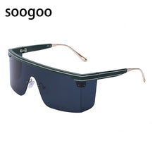 Load image into Gallery viewer, Oversized Square Sunglasses Women Vintage One-Piece Retro Sun Glasses Ladies  Brrand Designer Eyewear Black UV400