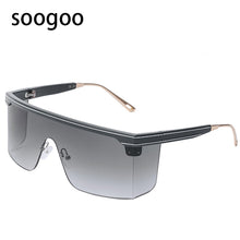 Load image into Gallery viewer, Oversized Square Sunglasses Women Vintage One-Piece Retro Sun Glasses Ladies  Brrand Designer Eyewear Black UV400