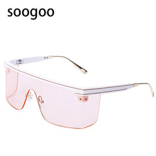 Load image into Gallery viewer, Oversized Square Sunglasses Women Vintage One-Piece Retro Sun Glasses Ladies  Brrand Designer Eyewear Black UV400