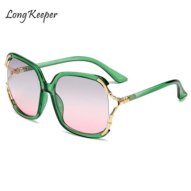 Oversized Sunglasses Ladies  Brand Big Frame Square Sun Glasses Female Gradient Eyeware Pink Green UV400 Oculos