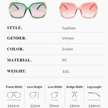 Load image into Gallery viewer, Oversized Sunglasses Ladies  Brand Big Frame Square Sun Glasses Female Gradient Eyeware Pink Green UV400 Oculos