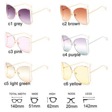 Load image into Gallery viewer, Fashion Oversized Sunglasses Women 2022 Brand Designer Big Square Sun Glasses Pearl Decoration Cat Eye Shades Butterfly Eyewear