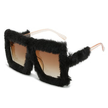 Load image into Gallery viewer, Oversized Sunglasses Women  Brand Designer Punk Soft Fur Velvet Trendy ins Big Frame Sun Glasses For Female UV400
