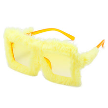 Load image into Gallery viewer, Oversized Sunglasses Women  Brand Designer Punk Soft Fur Velvet Trendy ins Big Frame Sun Glasses For Female UV400