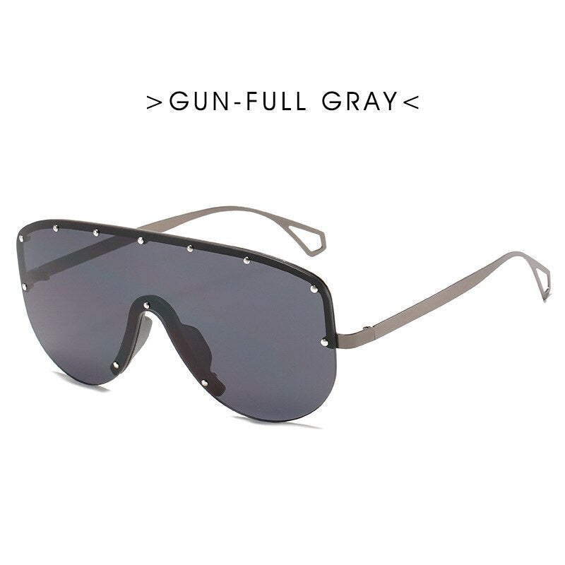 Oversized Sunglasses Women  Brand Metal Rimless Sunglasses Men Retro Gradient One Piece Sun Glasses Shades UV400