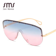 Carica l&#39;immagine nel visualizzatore di Gallery, Oversized Sunglasses Women  Brand Metal Rimless Sunglasses Men Retro Gradient One Piece Sun Glasses Shades UV400