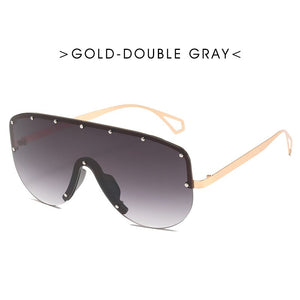 Oversized Sunglasses Women  Brand Metal Rimless Sunglasses Men Retro Gradient One Piece Sun Glasses Shades UV400
