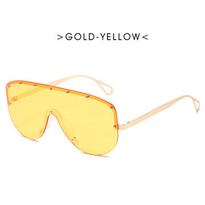 Oversized Sunglasses Women  Brand Metal Rimless Sunglasses Men Retro Gradient One Piece Sun Glasses Shades UV400