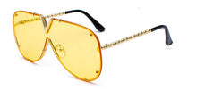 Carica l&#39;immagine nel visualizzatore di Gallery, Occhiali da sole oversize da donna Occhiali da sole a forma di V da uomo di marca Occhiali da pilota retrò monopezzo Shades Eyewear UV400 
