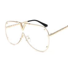 Load image into Gallery viewer, Oversized Women Sunglasses  Brand Men V-Shape Sun Glasses Pilot Retro One-Piece Goggles Shades Eyewear UV400