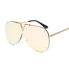 Load image into Gallery viewer, Oversized Women Sunglasses  Brand Men V-Shape Sun Glasses Pilot Retro One-Piece Goggles Shades Eyewear UV400