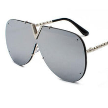 Carica l&#39;immagine nel visualizzatore di Gallery, Occhiali da sole oversize da donna Occhiali da sole a forma di V da uomo di marca Occhiali da pilota retrò monopezzo Shades Eyewear UV400 