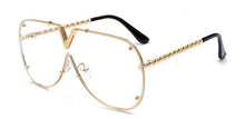 Carica l&#39;immagine nel visualizzatore di Gallery, Occhiali da sole oversize da donna Occhiali da sole a forma di V da uomo di marca Occhiali da pilota retrò monopezzo Shades Eyewear UV400 