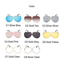 Carica l&#39;immagine nel visualizzatore di Gallery, Occhiali da sole oversize da donna Occhiali da sole a forma di V da uomo di marca Occhiali da pilota retrò monopezzo Shades Eyewear UV400 