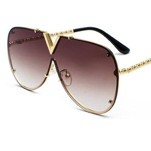 Occhiali da sole oversize da donna Occhiali da sole a forma di V da uomo di marca Occhiali da pilota retrò monopezzo Shades Eyewear UV400 