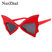Load image into Gallery viewer, Party Butterfly Sunglasses Women Red Big Riveted Bat Sun Glasses Female Dancing Festival De Soleil Femme