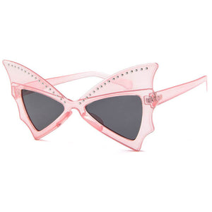 Party Butterfly Sunglasses Women Red Big Riveted Bat Sun Glasses Female Dancing Festival De Soleil Femme