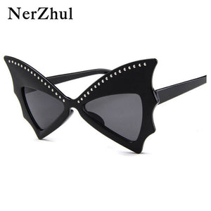 Party Butterfly Sunglasses Women Red Big Riveted Bat Sun Glasses Female Dancing Festival De Soleil Femme