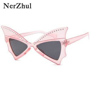 Party Butterfly Sunglasses Women Red Big Riveted Bat Sun Glasses Female Dancing Festival De Soleil Femme