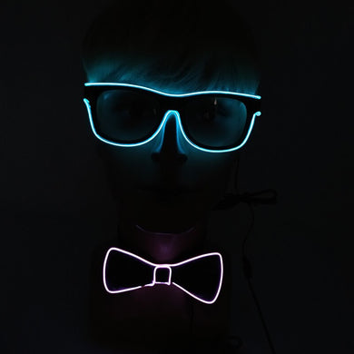 Party Glasses Carnival Light Up Costume Accessories Glowing EL Bow Tie LED Sunglasses For Men Women