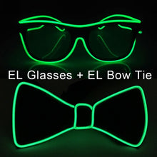 Load image into Gallery viewer, Party Glasses Carnival Light Up Costume Accessories Glowing EL Bow Tie LED Sunglasses For Men Women