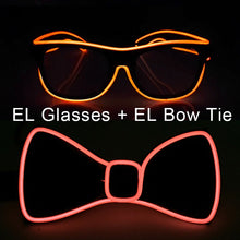 Load image into Gallery viewer, Party Glasses Carnival Light Up Costume Accessories Glowing EL Bow Tie LED Sunglasses For Men Women