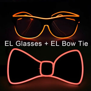 Party Glasses Carnival Light Up Costume Accessories Glowing EL Bow Tie LED Sunglasses For Men Women