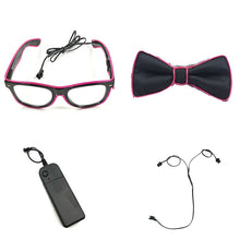 Load image into Gallery viewer, Party Glasses Carnival Light Up Costume Accessories Glowing EL Bow Tie LED Sunglasses For Men Women