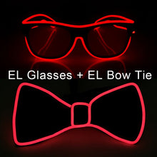 Load image into Gallery viewer, Party Glasses Carnival Light Up Costume Accessories Glowing EL Bow Tie LED Sunglasses For Men Women