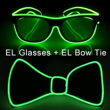 Load image into Gallery viewer, Party Glasses Carnival Light Up Costume Accessories Glowing EL Bow Tie LED Sunglasses For Men Women