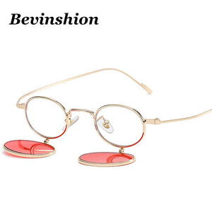 Personality Small Glasses 2023 Round Flip Sunglasses Women Hip-hop Style Punk Four Lens