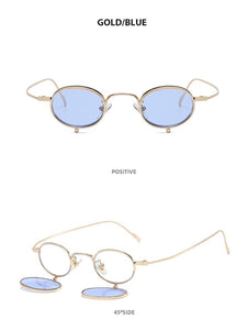 Personality Small Glasses 2023 Round Flip Sunglasses Women Hip-hop Style Punk Four Lens