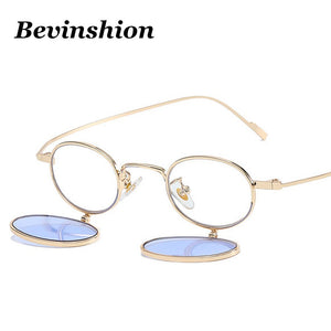 Personality Small Glasses 2023 Round Flip Sunglasses Women Hip-hop Style Punk Four Lens